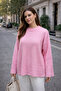 Women's Pink Crew Neck Oversize Knitwear Sweater