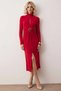 Women's Mock Neck Long Sleeve Standard Sleeve Bodycon Fit Knitted Midi Dress Functional Durable Stylish - 5