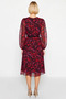 Women's Double-Breasted Collar Balloon Sleeve Midi Woven Dress Abstract Patterned Functional Stylish - 6