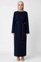 Women's Crew Neck Low Arm Long Sleeve A-Line Fit Ribbed Knit Dress Functional Sportswear - 5
