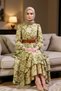 Women's Mock Neck Standard Sleeve Maxi Dress Functional Aesthetic with Ruffled Hem and Woven Fabric - 4