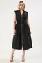 Women's V-Neck Sleeveless A-Line Woven Plus Size Dress Midi Length Zipper Detail Durable - 5