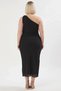 Women's One-Sleeve Asymmetric Neckline Bodycon Stretchy Knitted Tulle Dress Plus Size Functional Stylish - 5
