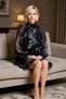 Women's Mock Neck Raglan Sleeve Long Sleeve Skater Fit Mini Woven Dress Functional Durable - 4