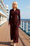 Women's Polo Neck Long Sleeve Bodycon Thick Sandy Knitted Maxi Dress Functional Durable Modern