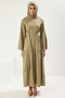 Women's Crew Neck Spanish Sleeve A-Line Fit Look Woven Maxi Dress Durable - 5