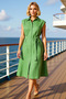 Women's Plus Size Shirt Collar Standard Sleeve Solid Pattern Woven Look Dress Aesthetic