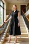 Women's V-Neck Sleeveless A-Line Woven Plus Size Dress Midi Length Zipper Detail Durable - 3