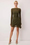 Women's Boat Neck Long Sleeve Stretchy Knitted A-Line Fit Mini Dress Functional Durable Modern - 5