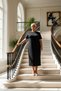Women's Crew Neck Low Sleeve Short Sleeve Slit Midi Knitted Dress Functional Durable Stylish - 3