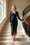 Women's V-Neck Double-Breasted Mold Long Sleeve Plain Pattern Midi Dress Functional Durable Quality - 3