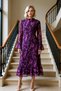 Women's Mock Neck Long Sleeve Spanish Sleeve A-Line Midi Chiffon Woven Dress Functional Modern - 3