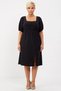 Women's Plus Size Square Neck Short Sleeve Slit a Line Knitted Dress - 5