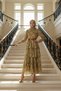 Women's Mock Neck Standard Sleeve Maxi Dress Functional Aesthetic with Ruffled Hem and Woven Fabric - 3