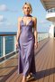 Women's V-Neck Sleeveless Satin Woven Shift Mold Maxi Dress Functional Durable Quality Stylish