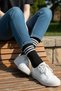 4 Pairs Men Women White Black Striped Long Tennis Socks Cotton Unisex Long Sports Socks - 7