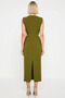 Women's Sleeveless Crew Neck A-Line Maxi Woven Crepe Dress Accessory Detail Functional Stylish - 6