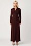 Women's Polo Neck Long Sleeve Bodycon Thick Sandy Knitted Maxi Dress Functional Durable Modern - 5