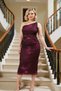 Women's One-Sleeve Asymmetric Neckline Bodycon Stretchy Knitted Tulle Dress Plus Size Functional Stylish - 2