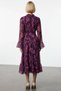 Women's Mock Neck Long Sleeve Spanish Sleeve A-Line Midi Chiffon Woven Dress Functional Modern - 6
