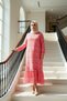 Women's Mock Neck Drawstring Sleeve Woven A-Line Dress Long Sleeve Ruffled Hem Plus Size Stylish - 3