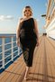 Women's One-Sleeve Asymmetric Neckline Bodycon Stretchy Knitted Tulle Dress Plus Size Functional Stylish