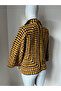 Brown Mustard Yellow Crochet Hand Knitted 3/4 Sleeve Hexagonal 100% Wool Cardigan - 6