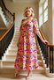 Women's Square Neck Angel Sleeve Short Sleeve a Line Dress Woven Floral Pattern Plus Size Maxi - 3