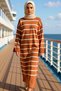 Women's Crew Neck Low Sleeve Long Sleeve Knitwear Dress A-Line Fit Striped Pattern Functional