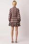 Women Shirt Collar Balloon Sleeve Plaid Checkered Mini Woven Dress Functional Durable Quality - 6