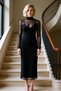 Women's Mock Neck Long Sleeve Bodycon Fit Plain Patterned Tulle Evening Dress Functional Durable Stylish - 3