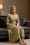 Women's Crew Neck Spanish Sleeve A-Line Fit Look Woven Maxi Dress Durable - 4
