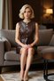 Women's Crew Neck Sleeveless Body-Hugging Mini Woven Dress Functional Durable - 4