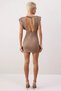 Women's Crew Neck Sleeveless Knitted Bodycon Fit Mini Dress Accessory Detail Functional - 6