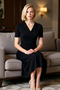 Women's Double-Breasted Collar Short Sleeve A-Line Maxi Dress Functional Stylish - 4