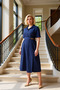 Women Shirt Collar Short Sleeve Midi Dress Plus Size Functional Durable Modern 100% Cotton - 3