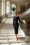 Women's Crew Neck Long Sleeve Bodycon Fit Midi Knitwear Dress Color Block Functional Comfortable - 3