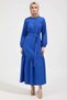 Women's Mock Neck Standard Sleeve Skater Fit Maxi Dress Functional Durable Quality Modern - 5