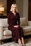 Women's Polo Neck Long Sleeve Bodycon Thick Sandy Knitted Maxi Dress Functional Durable Modern - 4