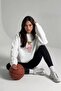 Women's Oversize Sweatshirt Pink Suit Bear 3D Printed White – Crew Neck, 3 Thread Raster Printing - 4