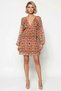 Women's V-Neck Balloon Sleeve Ethnic Pattern Mini Woven Dress Functional Durable Quality Stylish - 5