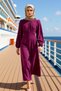 Women's Mock Neck Balloon Sleeve Maxi Dress Jacquard Floral Woven Pattern Skater Functional Comfortable