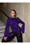 Women's Sleeve Detail Sandy Blouse Purple - 4