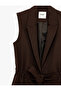 Viscose Blended Double-Breasted Collar Sleeveless Vest with Elastic Waist Belt Detail - 5