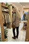Women's Fur Collar Patterned Draped Oversized Mold Jacket D99841 - 3
