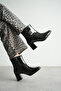Zippered Blunt Toe Patent Leather Black Women's Boots (Non-Slip Sole 9 cm) - 6