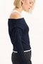 Navy Blue Slim Fit Slim Fit One Shoulder Double Layer Ribbed Cotton Long Sleeve T-Shirt - 2