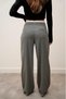 Women's Double Waistband Wide Leg Lace-Up Dark Gray Trousers - 5