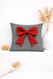 3D Red Knitted Bow Detailed Black-White Decorative Throw Pillow Cover (45X45 cm)