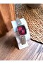Vintage Retro Rectangular Silver Inside Burgundy Women's Wristwatch - 6